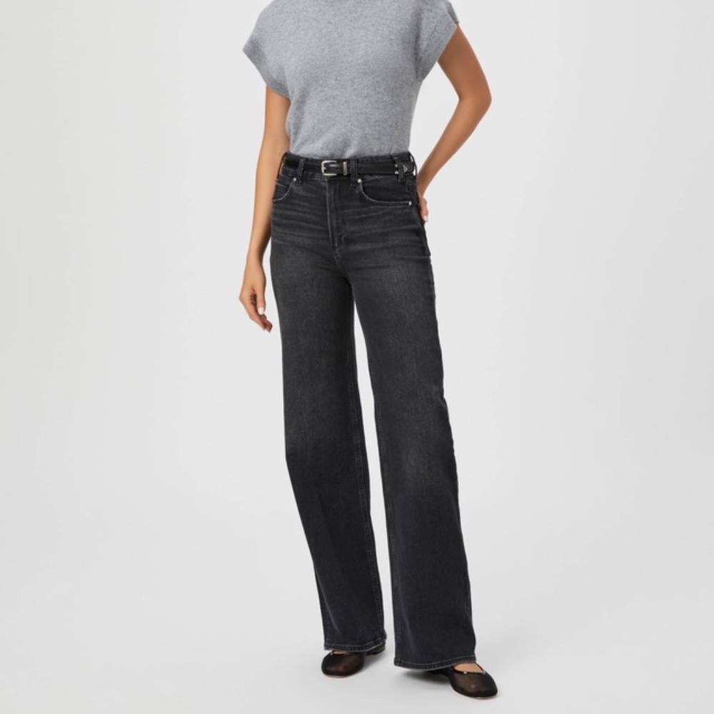 PAIGE • Sasha 32" Wide Leg Jean • size 30 • wash VIPER BLACK DISTRESSED